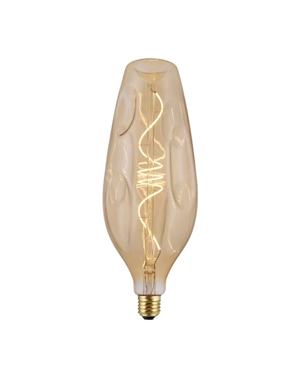 Ampoule LED Bouteille Cabossée Dorée - Filament Spiral 5W 250Lm E27 1800K Dimmable