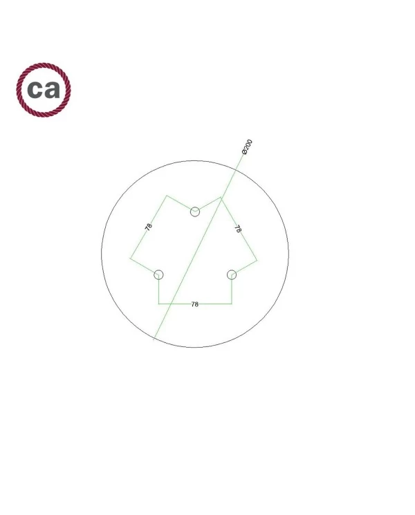 Rosace Rose-One rond de 200 mm de diamètre avec 3 trous et 4 trous latéraux