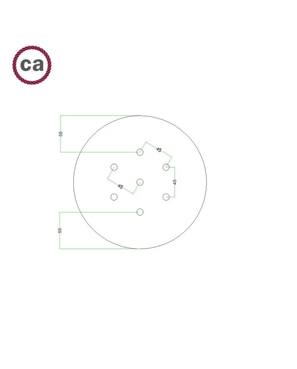 Rosace Rose-One rond de 200 mm de diamètre avec 7 trous et 4 trous latéraux