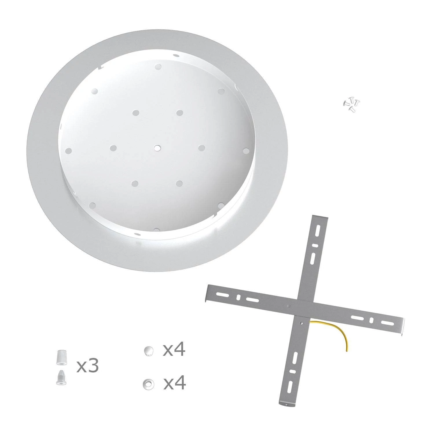 Rosace XXL Rose-One rond de 400 mm de diamètre avec 3 trous et 4 trous latéraux