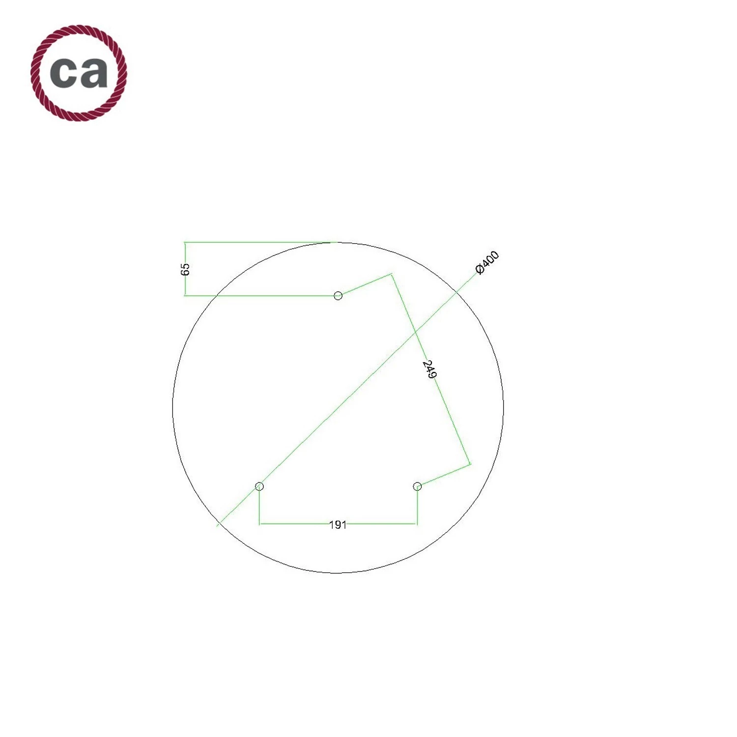 Rosace XXL Rose-One rond de 400 mm de diamètre avec 3 trous et 4 trous latéraux