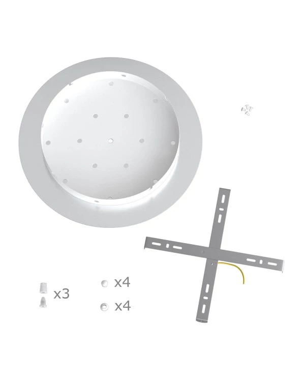 Rosace XXL Rose-One rond de 400 mm de diamètre avec 3 trous alignés et 4 trous latéraux