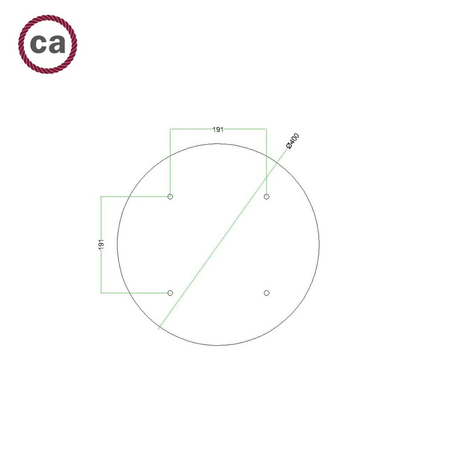 Rosace XXL Rose-One rond de 400 mm de diamètre avec 4 trous et 4 trous latéraux