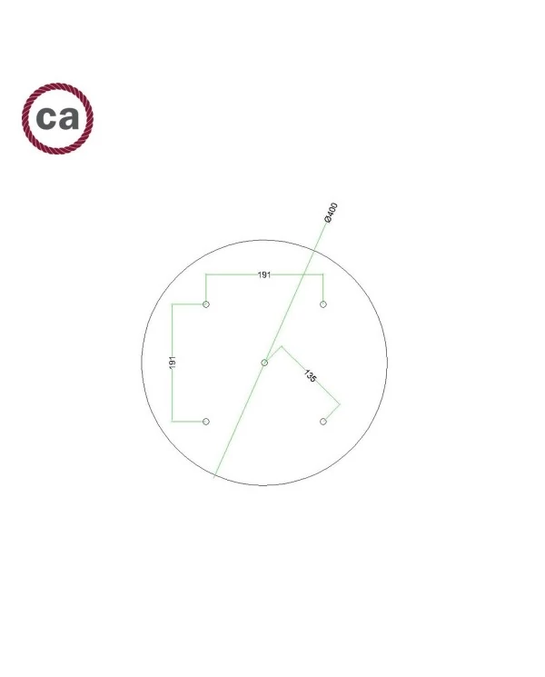 Rosace XXL Rose-One rond de 400 mm de diamètre avec 5 trous et 4 trous latéraux