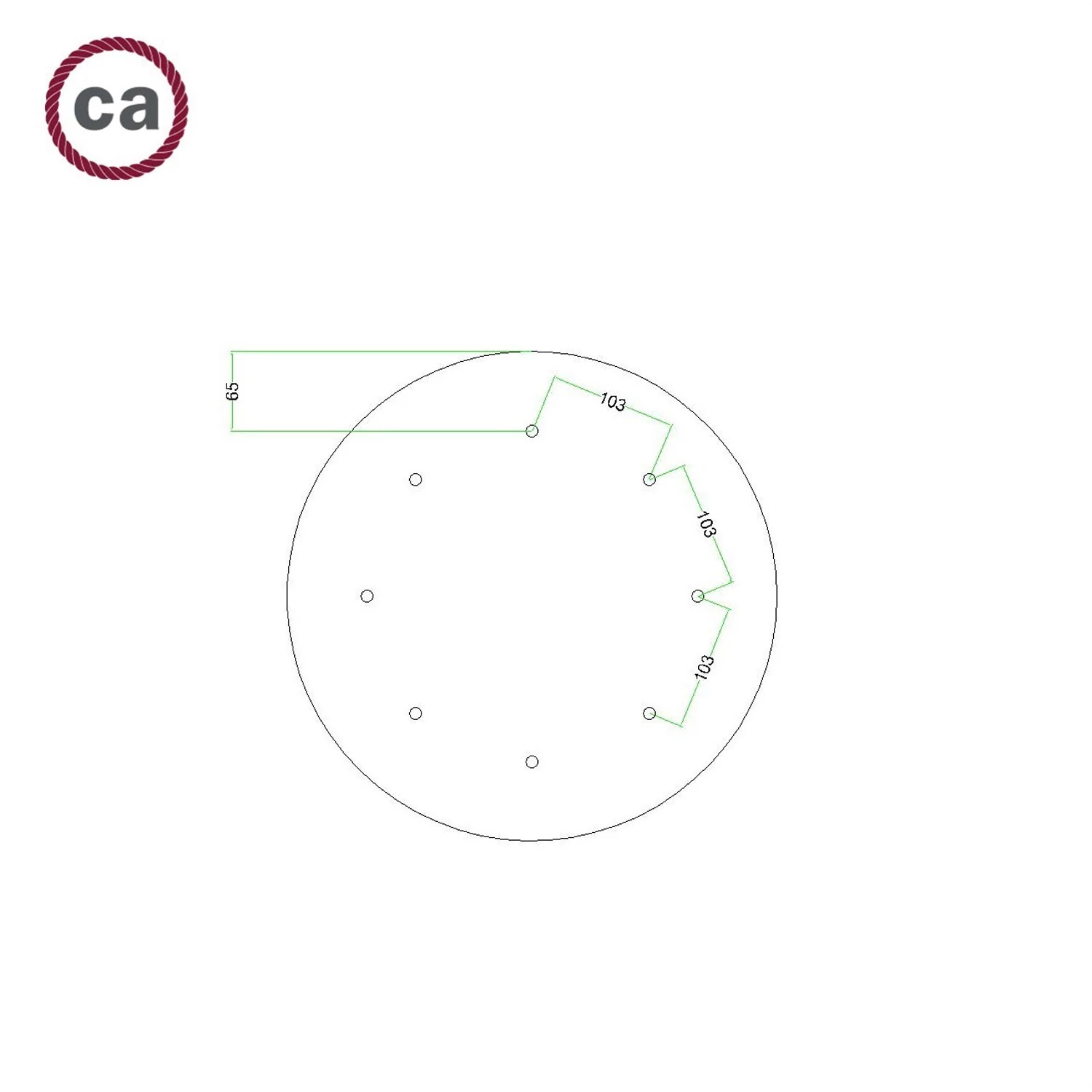 Rosace XXL Rose-One rond de 400 mm de diamètre avec 8 trous et 4 trous latéraux