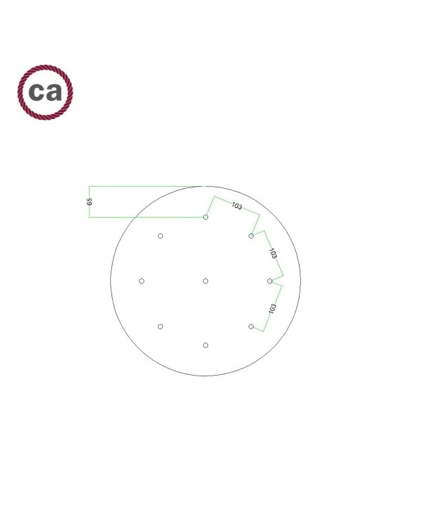 Rosace XXL Rose-One rond de 400 mm de diamètre avec 9 trous et 4 trous latéraux