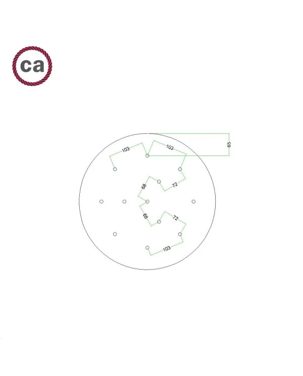 Rosace XXL Rose-One rond de 400 mm de diamètre avec 12 trous et 4 trous latéraux