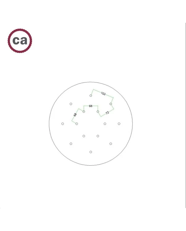 Rosace XXL Rose-One rond de 400 mm de diamètre avec 14 trous et 4 trous latéraux