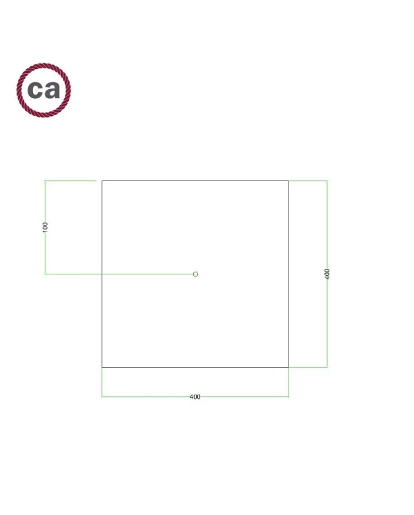 Rosace XXL Rose-One carré de 400 mm avec 1 trou et 4 trous latéraux