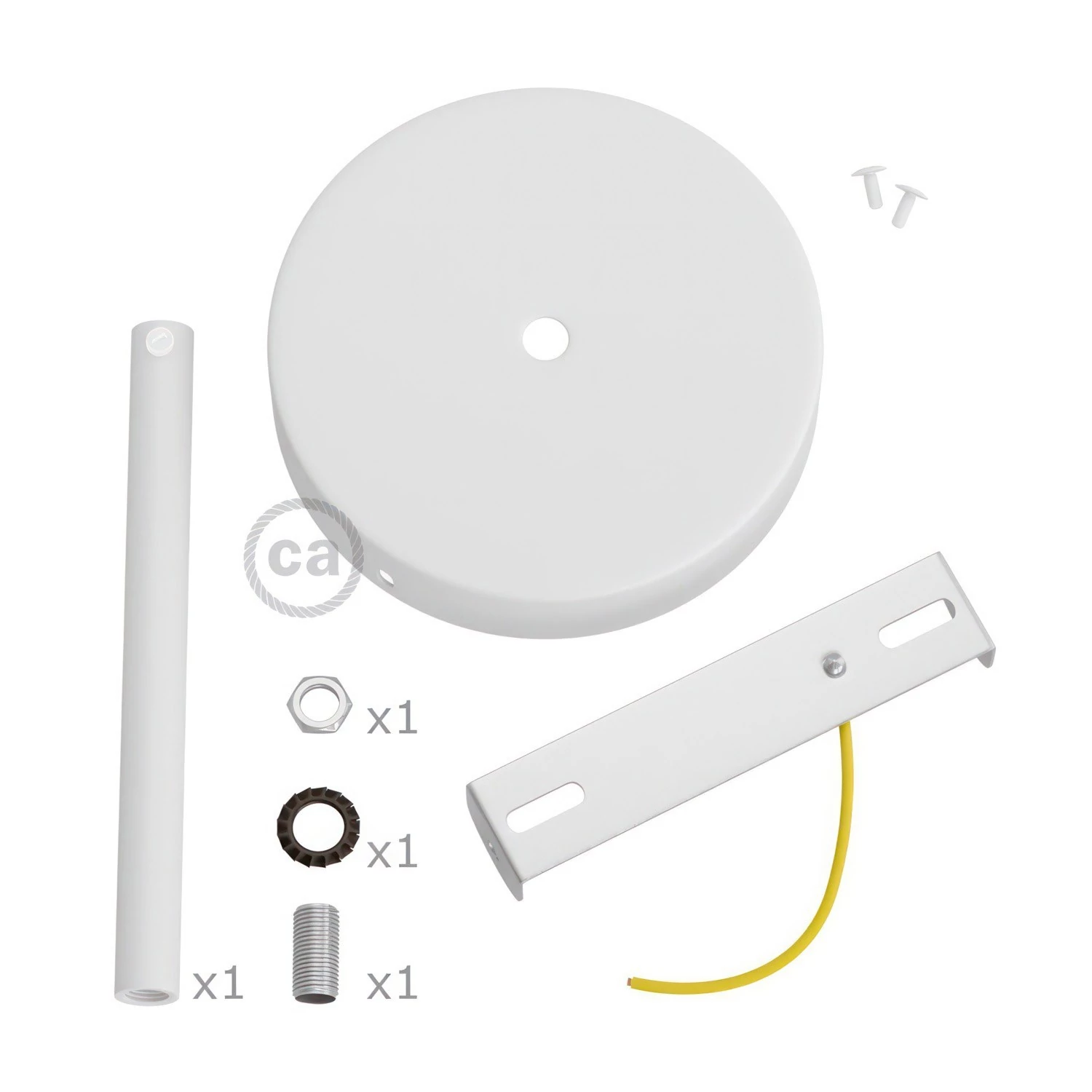 Kit rosace cylindrique en métal avec serre-câble de 15 cm