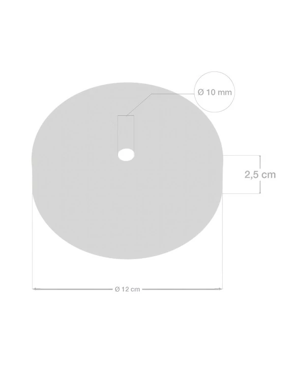 Kit rosace cylindrique en métal avec serre-câble de 15 cm