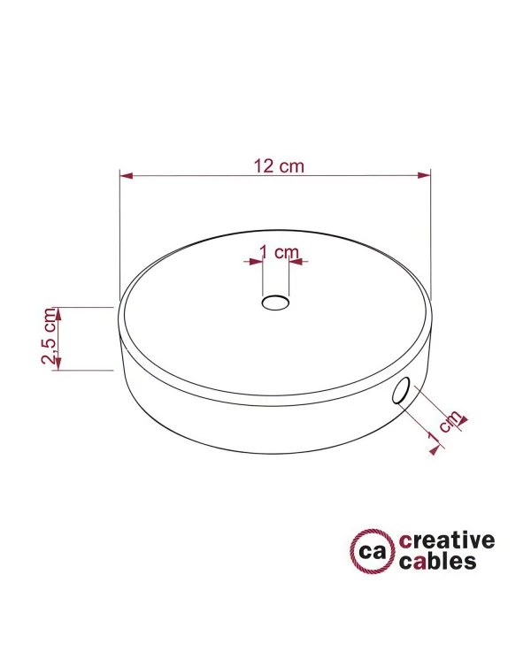 Kit rosace cylindrique en métal avec 1 trou central et 2 trous latéraux