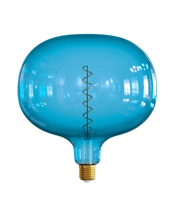 ÉDITION LIMITÉE - Ampoule LED XXL Cobble série Pastel "Wrong", Bleu Océan, filament spirale 4W 100Lm E27 2200K Dimmable
