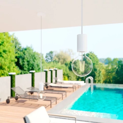 EIVA ELEGANT Suspension d'extérieur avec 1,5m câble textile, rosace et douille en silicone étanche IP65