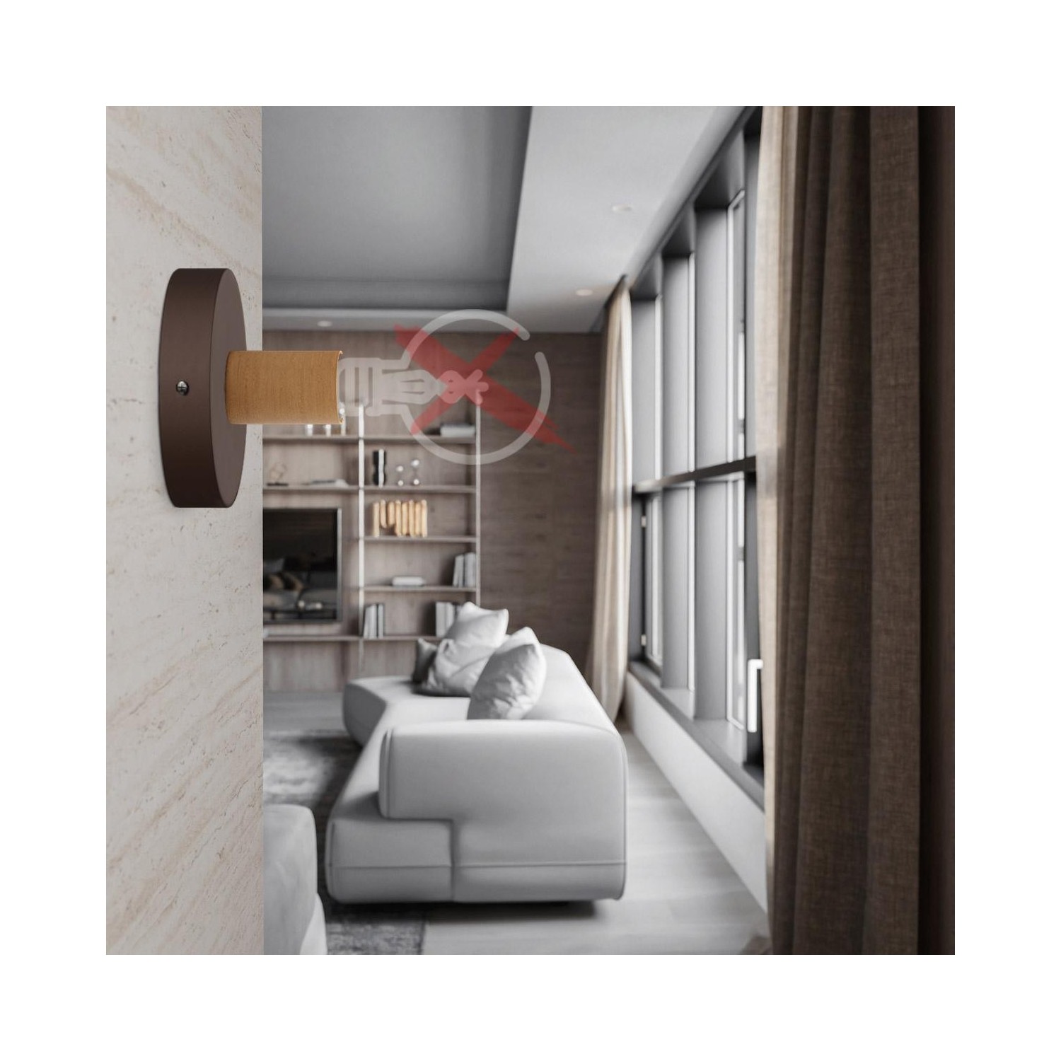 EIVA ELEGANT Suspension d'extérieur avec 1,5m câble textile, rosace et douille en silicone étanche IP65