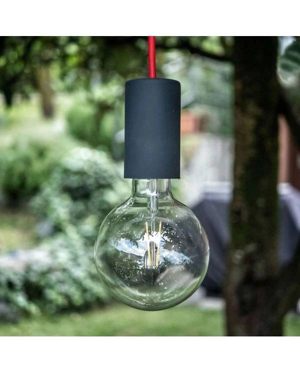 EIVA ELEGANT Suspension d'extérieur avec 1,5m câble textile, rosace et douille en silicone étanche IP65