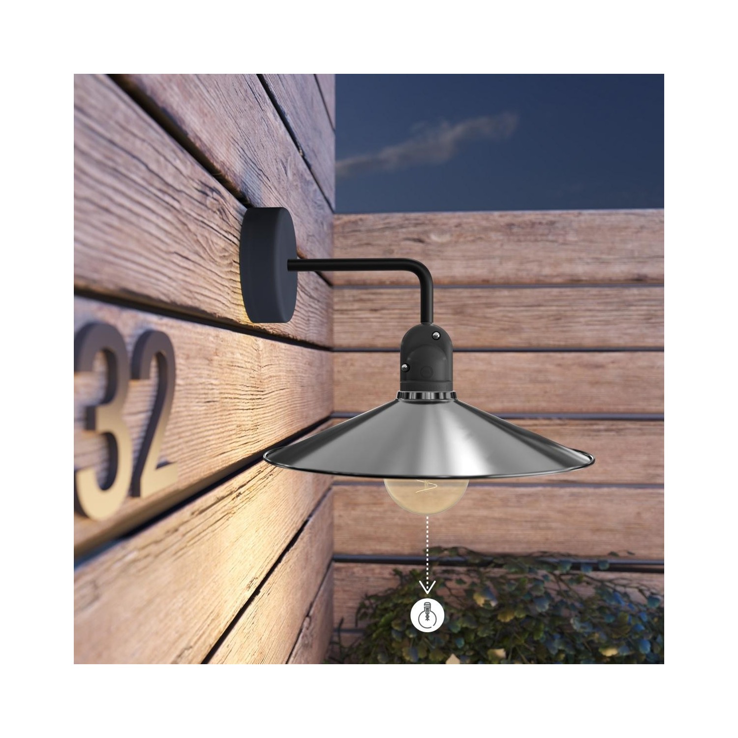 EIVA ELEGANT Suspension d'extérieur avec 1,5m câble textile, rosace et douille en silicone étanche IP65