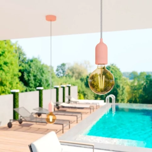 EIVA PASTEL Suspension d'extérieur avec 1,5m câble textile, rosace et douille en silicone étanche IP65