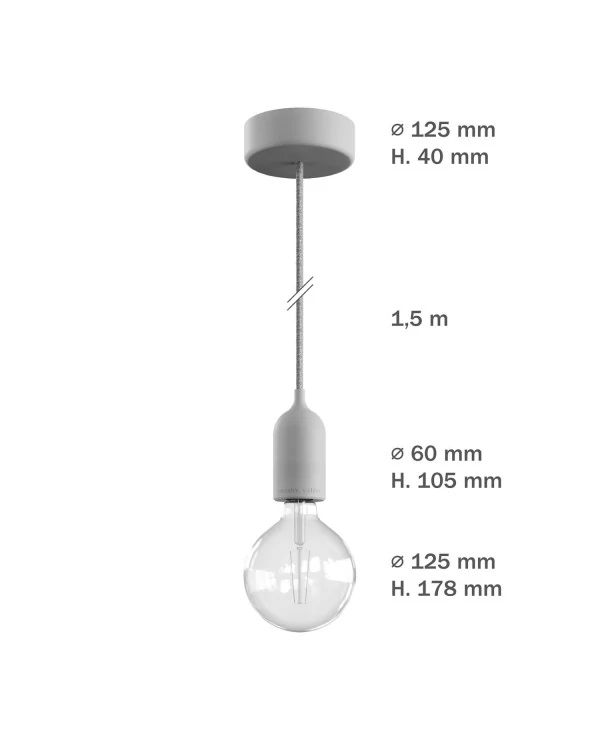 EIVA PASTEL Suspension d'extérieur avec 1,5m câble textile, rosace et douille en silicone étanche IP65