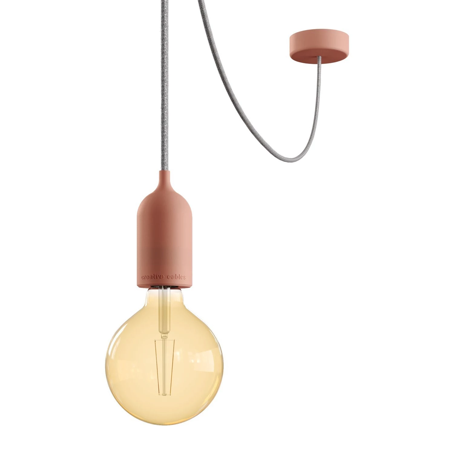 EIVA PASTEL Suspension d'extérieur avec 5m câble textile, décentreur, rosace et douille en silicone étanche IP65