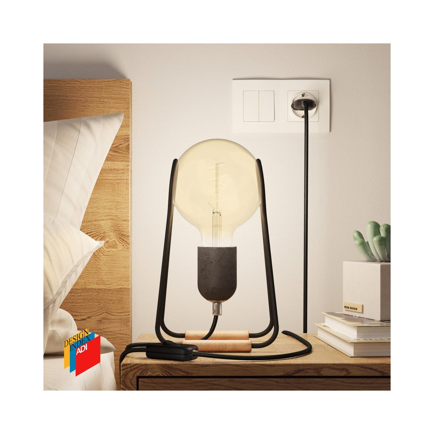 EIVA PASTEL Suspension d'extérieur avec 5m câble textile, décentreur, rosace et douille en silicone étanche IP65