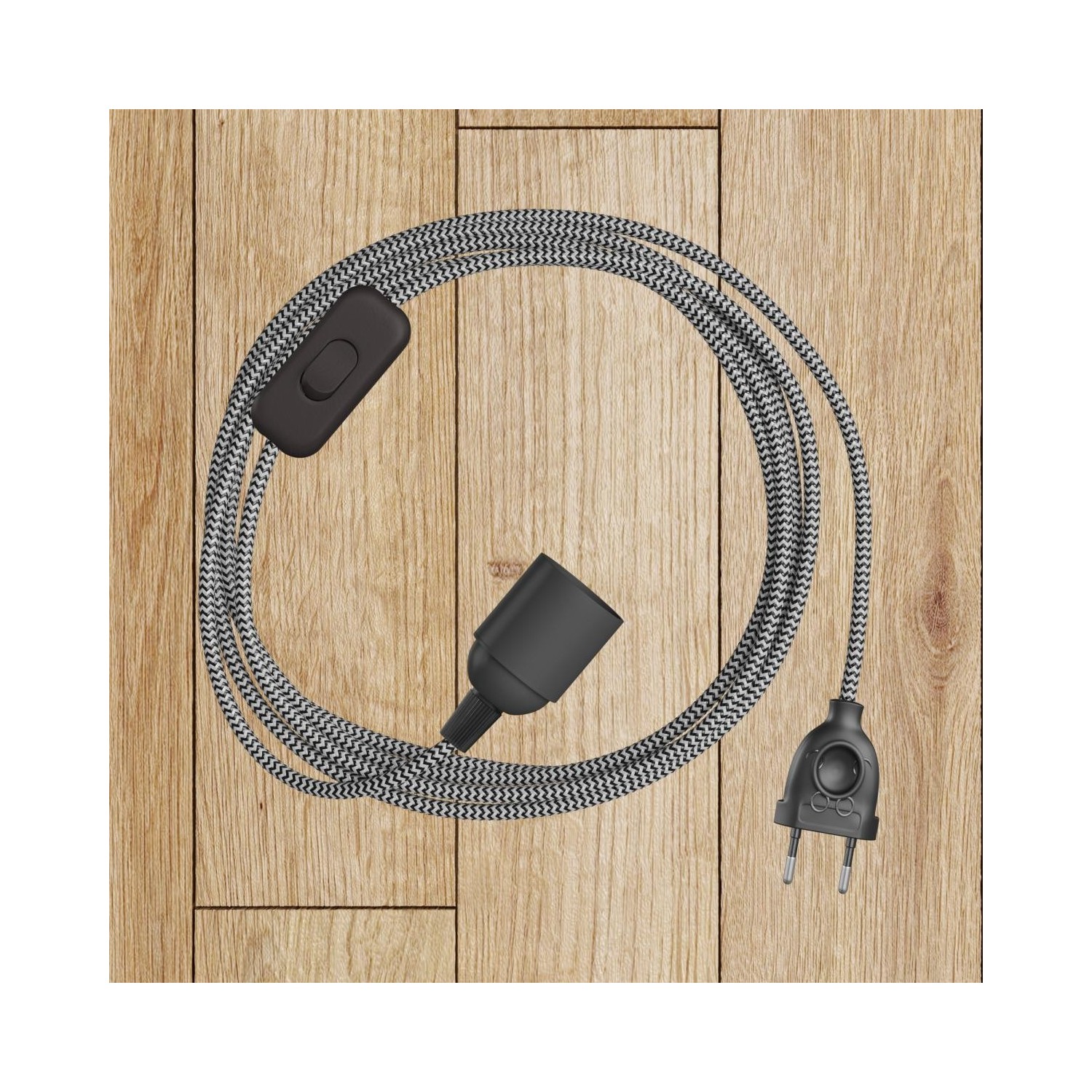 EIVA PASTEL Suspension d'extérieur avec 5m câble textile, décentreur, rosace et douille en silicone étanche IP65