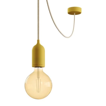 EIVA PASTEL Suspension d'extérieur avec 5m câble textile, décentreur, rosace et douille en silicone étanche IP65