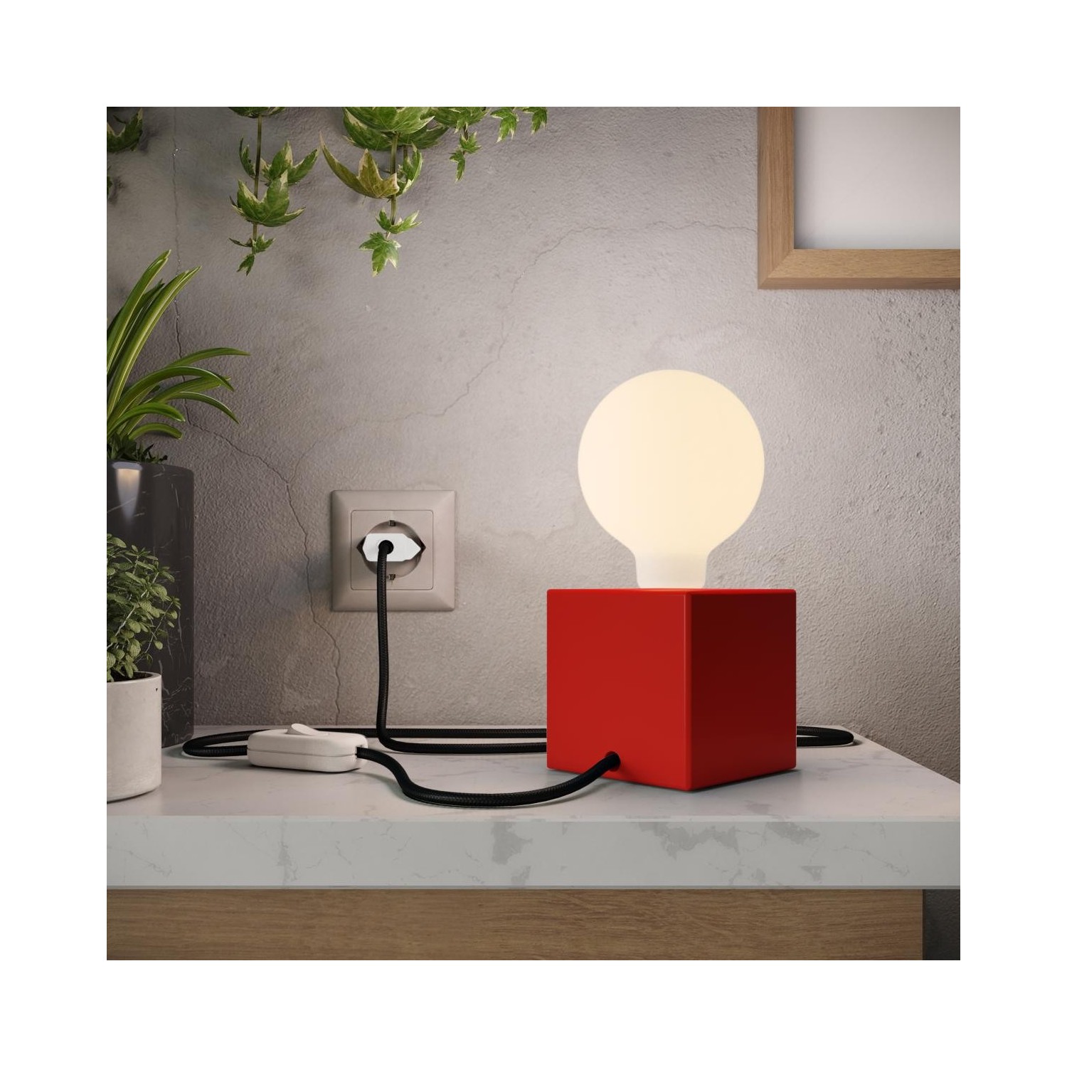 EIVA PASTEL Suspension d'extérieur avec 5m câble textile, décentreur, rosace et douille en silicone étanche IP65