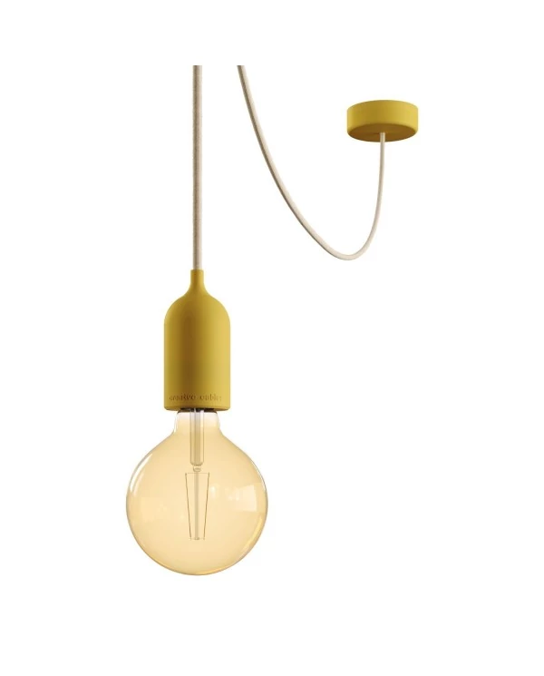 EIVA PASTEL Suspension d'extérieur avec 5m câble textile, décentreur, rosace et douille en silicone étanche IP65