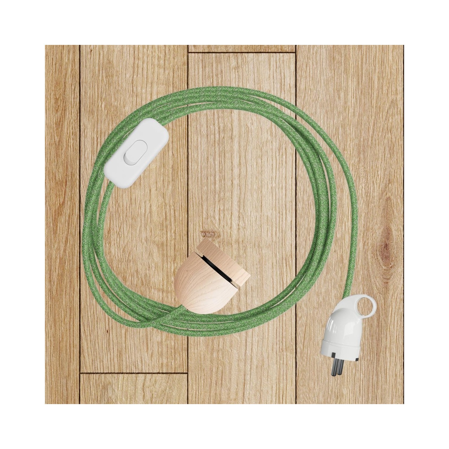 EIVA Suspension d'extérieur avec abat-jour, 5m câble textile, rosace en silicone et douille étanche IP65