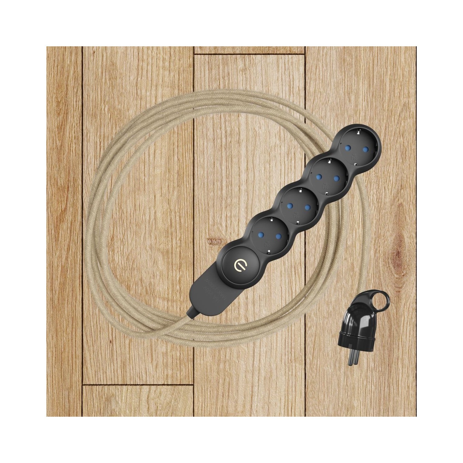 EIVA Suspension d'extérieur avec abat-jour, 5m câble textile, rosace en silicone et douille étanche IP65