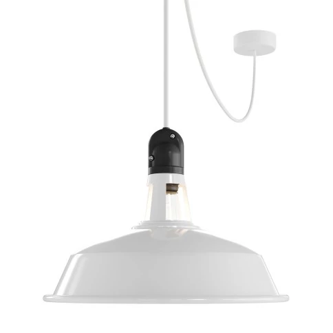 EIVA Suspension d'extérieur avec abat-jour, 5m câble textile, rosace en silicone et douille étanche IP65