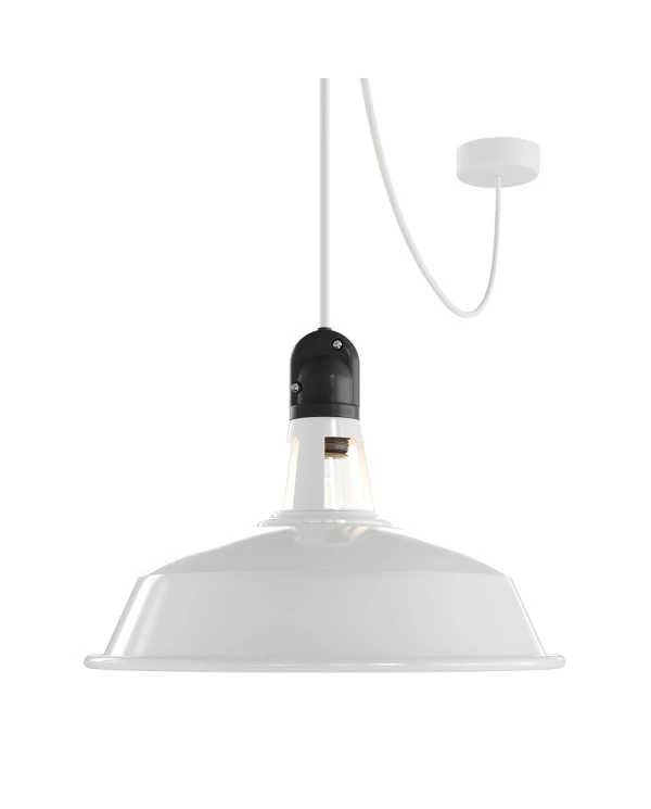 EIVA Suspension d'extérieur avec abat-jour, 5m câble textile, rosace en silicone et douille étanche IP65