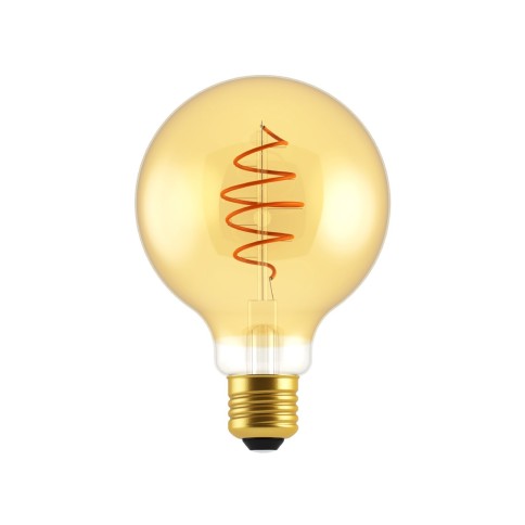 Ampoule LED Globe G95 ligne Croissant Dorée avec filament en spirale 4.9W 400Lm E27 2200K Dimmable