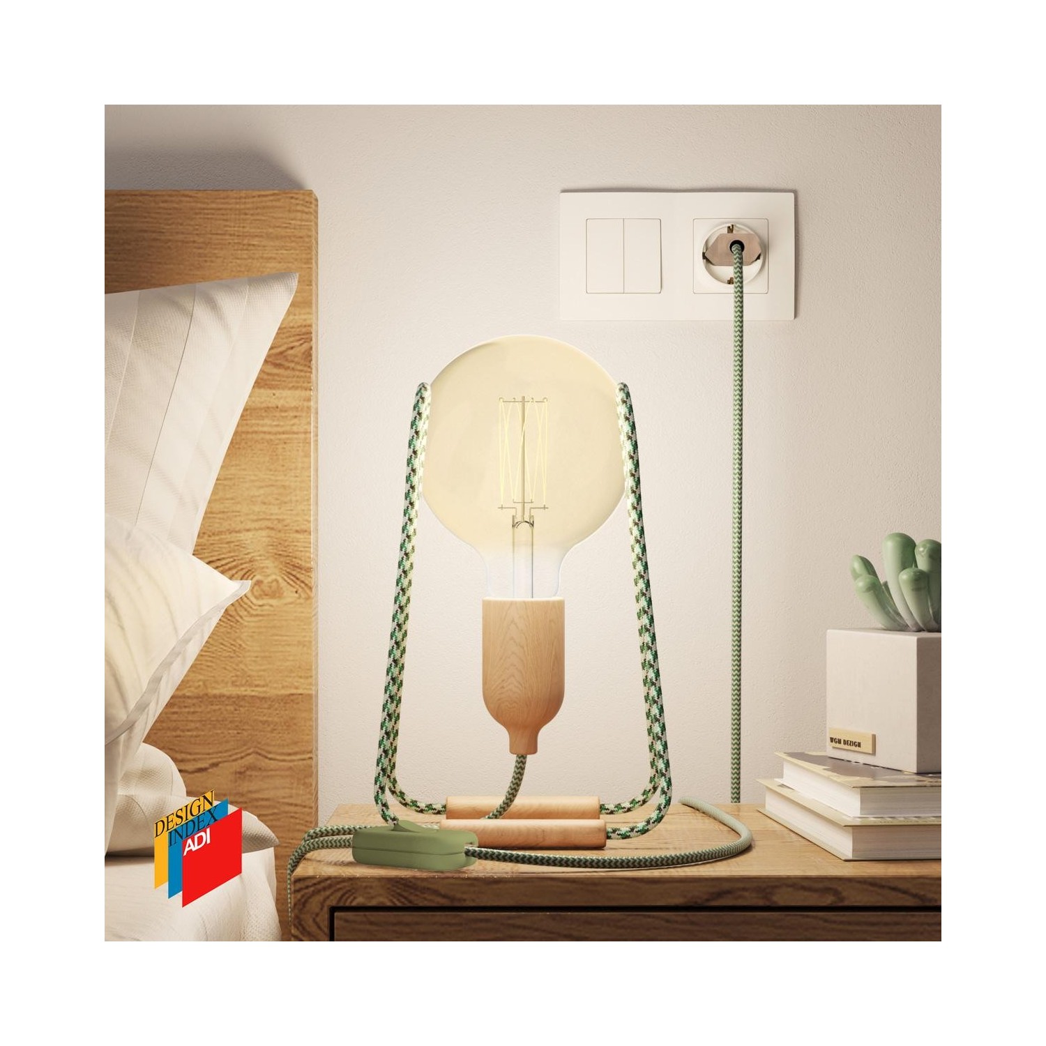 EIVA Suspension d'extérieur pour abat-jour avec 5m câble textile, décentreur, rosace et douille étanche IP65