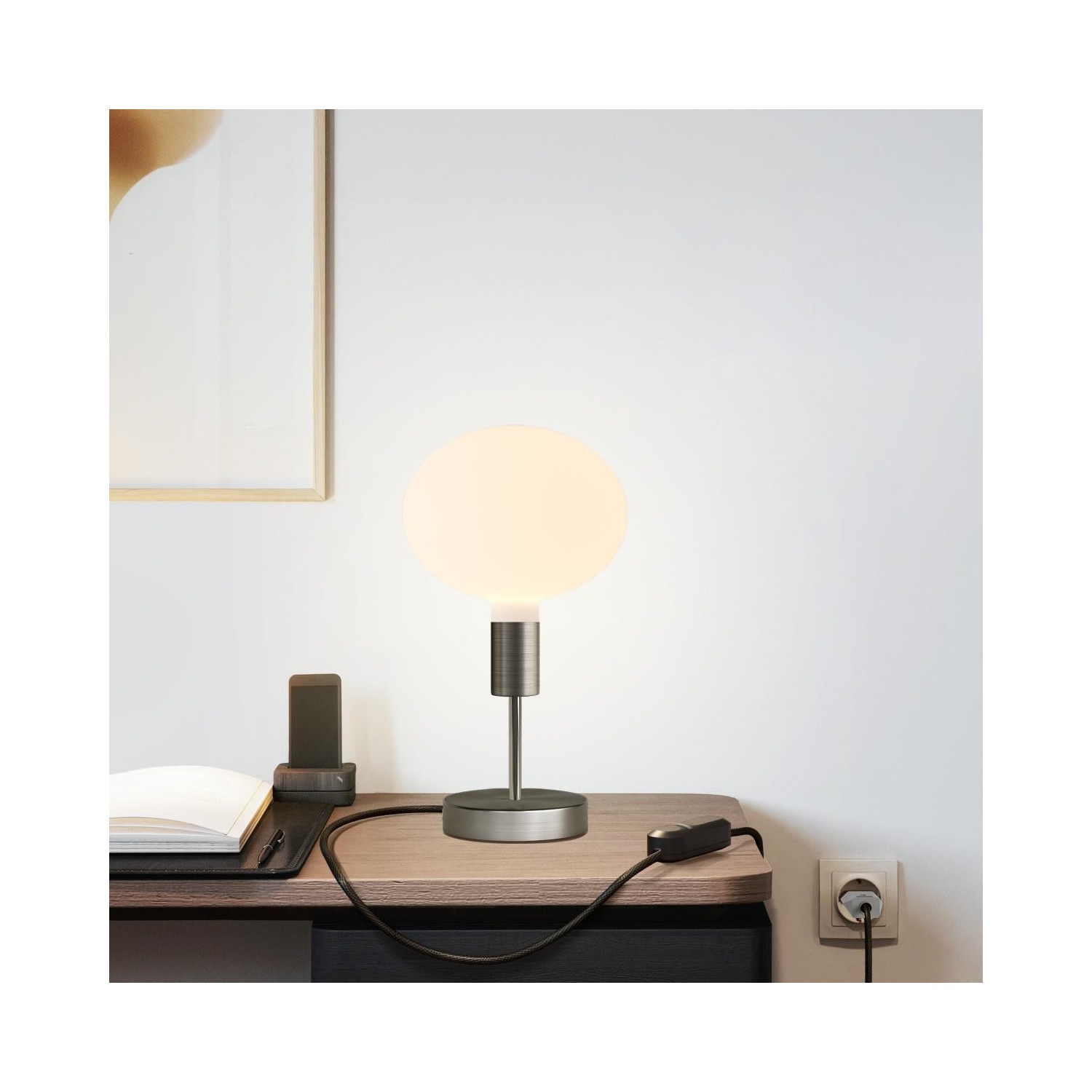 EIVA Suspension d'extérieur pour abat-jour avec 5m câble textile, décentreur, rosace et douille étanche IP65