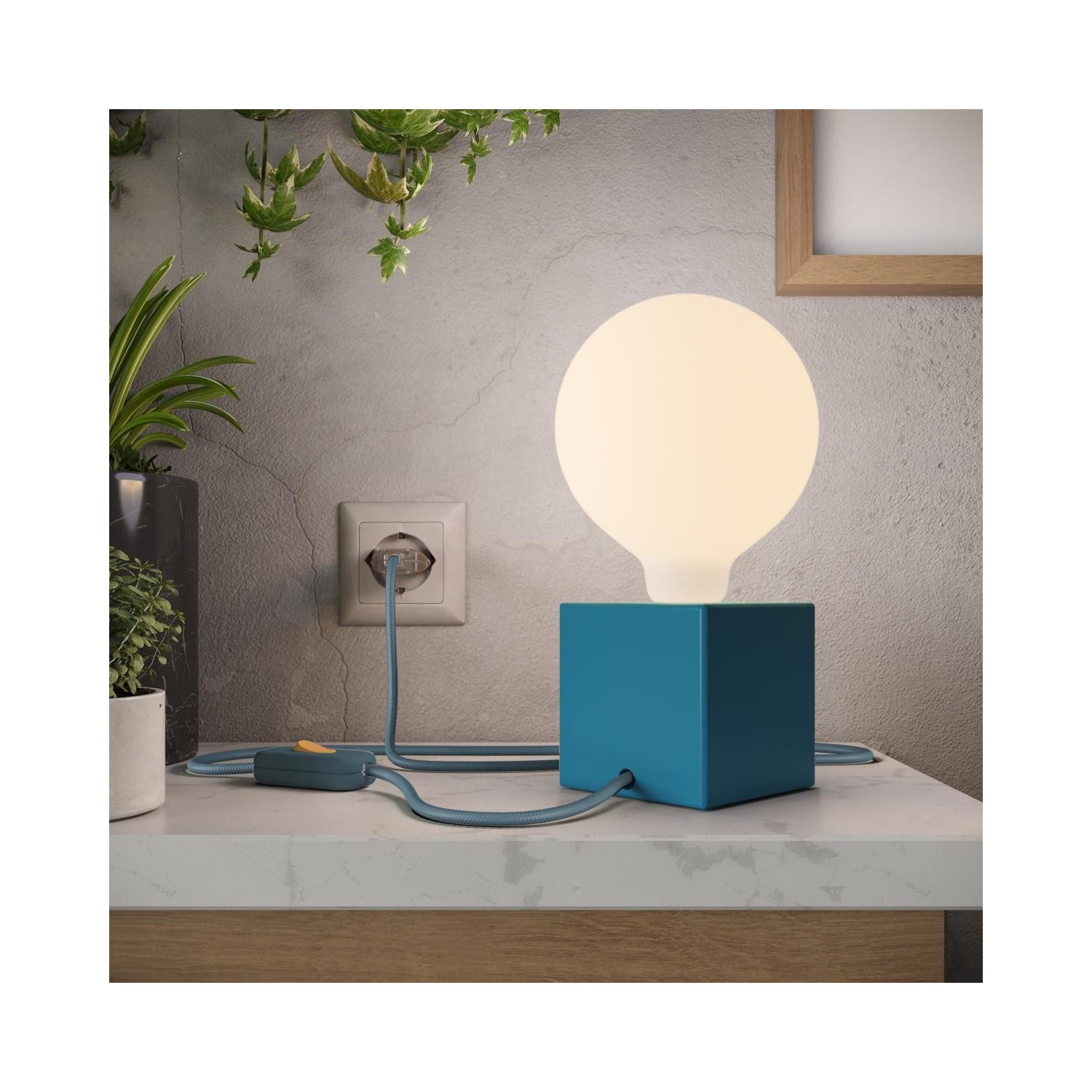 EIVA Suspension d'extérieur pour abat-jour avec 5m câble textile, décentreur, rosace et douille étanche IP65