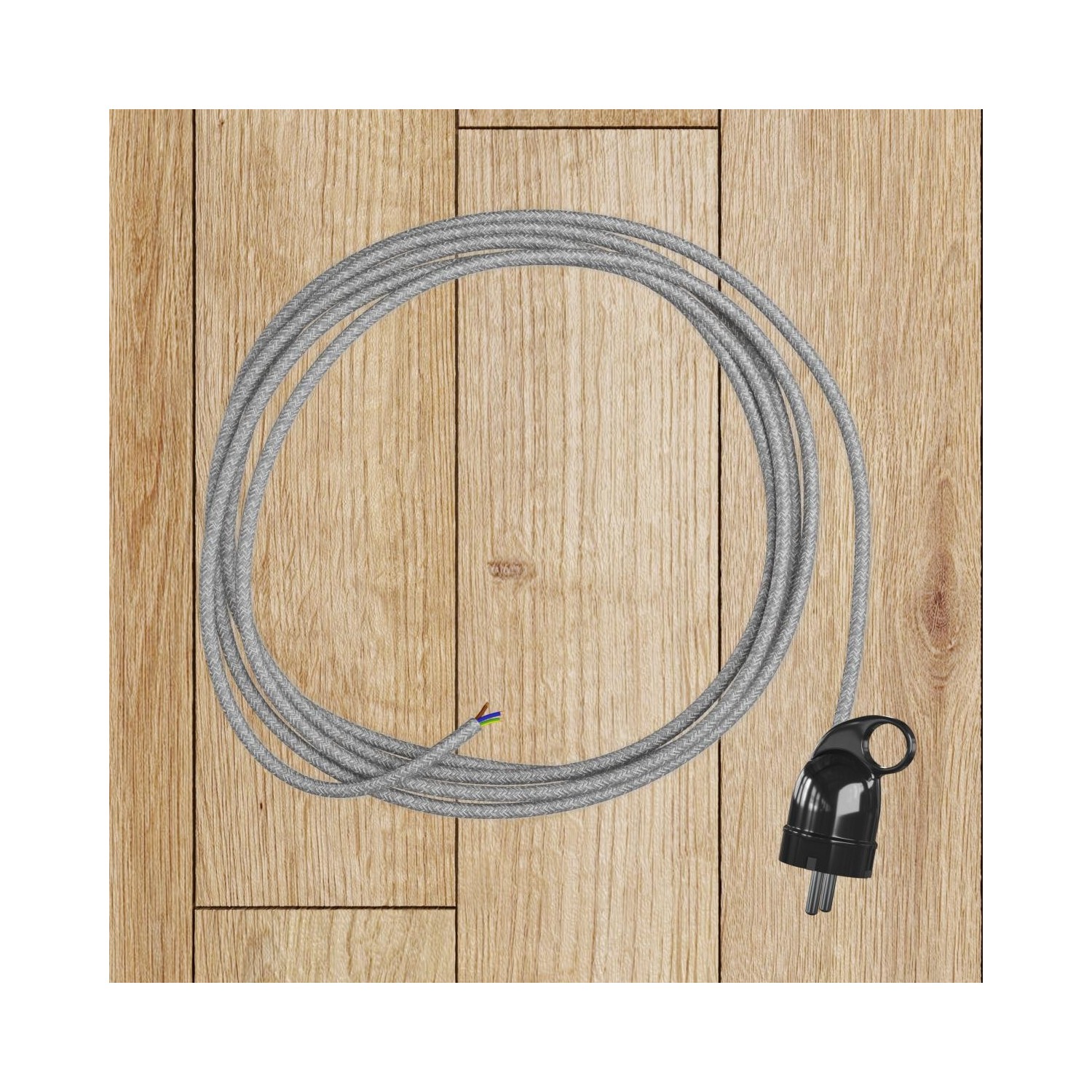 Suspension Made in Italy avec câble textile et double abat-jour Tub-E14