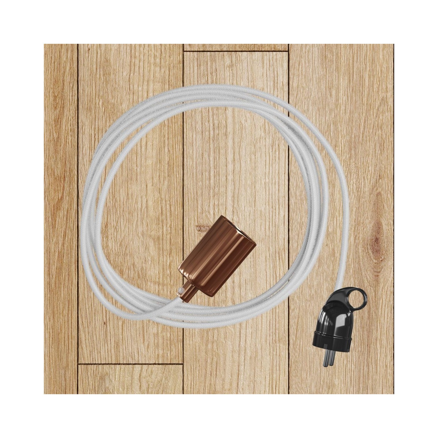Suspension Made in Italy avec câble textile et double abat-jour Tub-E14