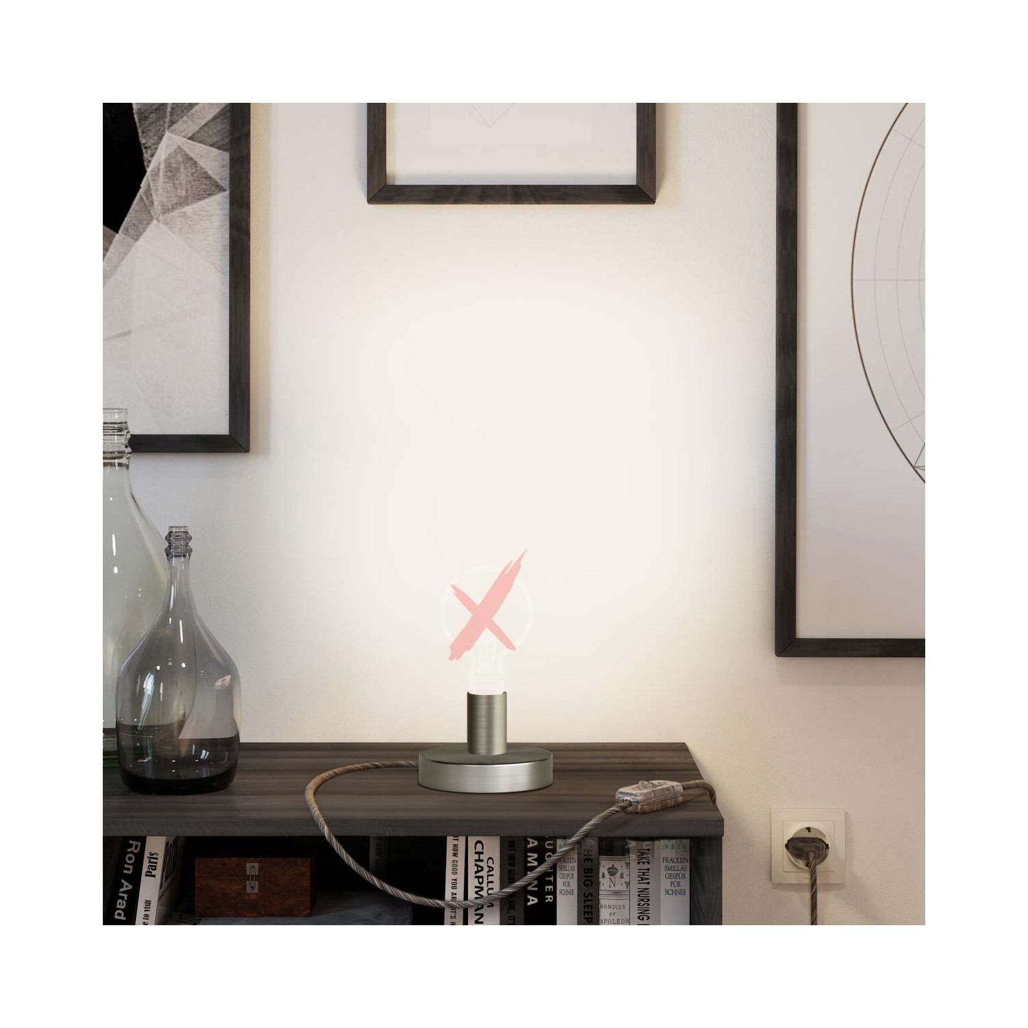 Suspension Made in Italy avec câble textile et double abat-jour Tub-E14