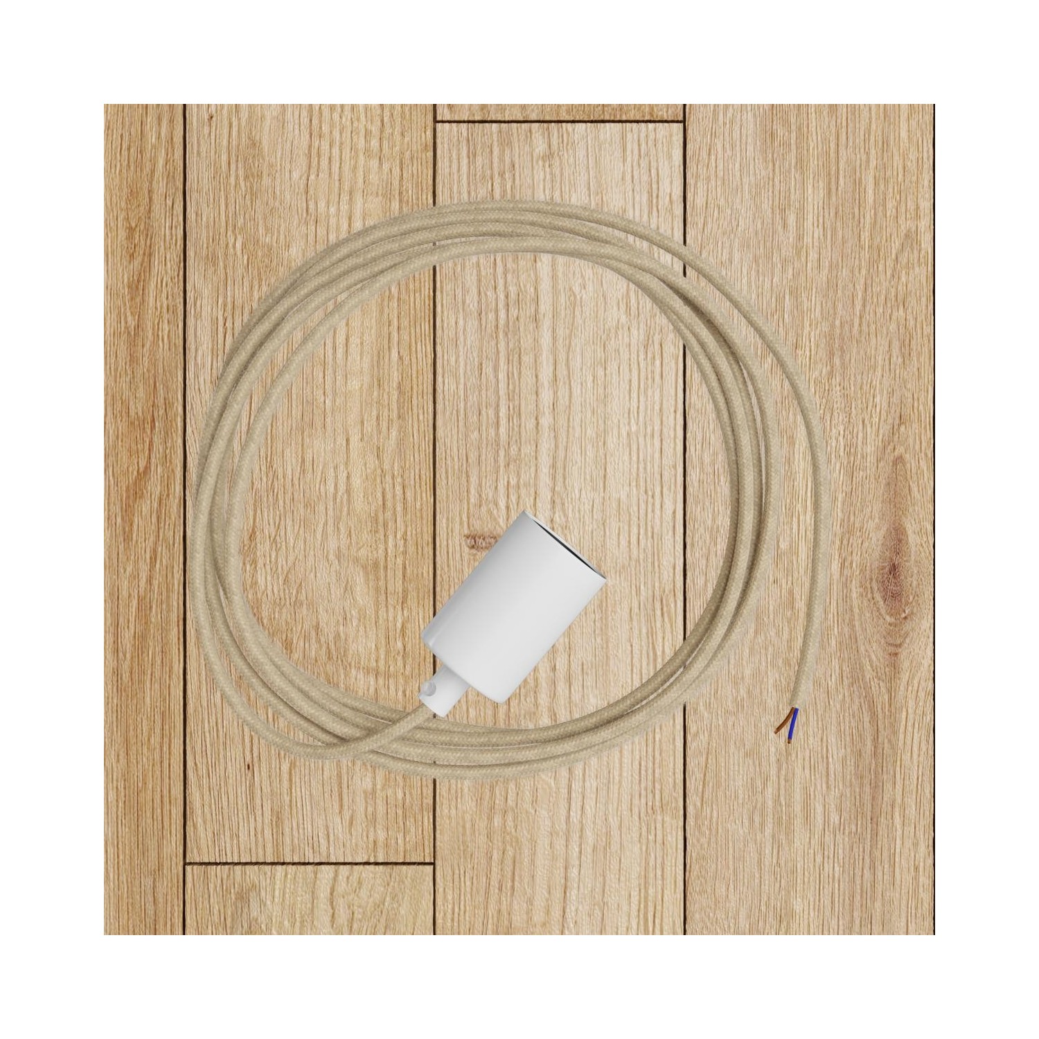 Suspension Made in Italy avec câble textile et double abat-jour Tub-E14