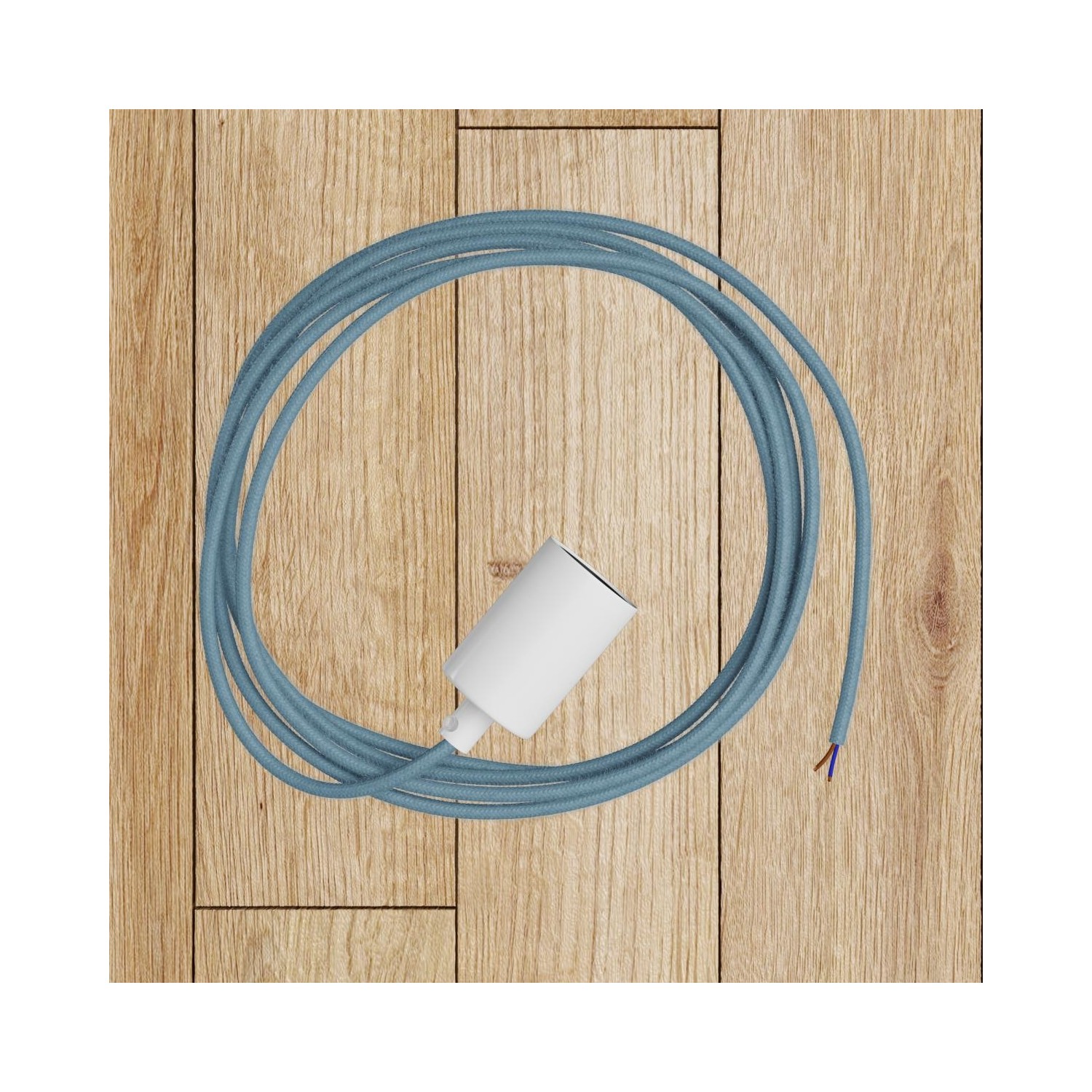 Suspension Made in Italy avec câble textile et double abat-jour Tub-E14
