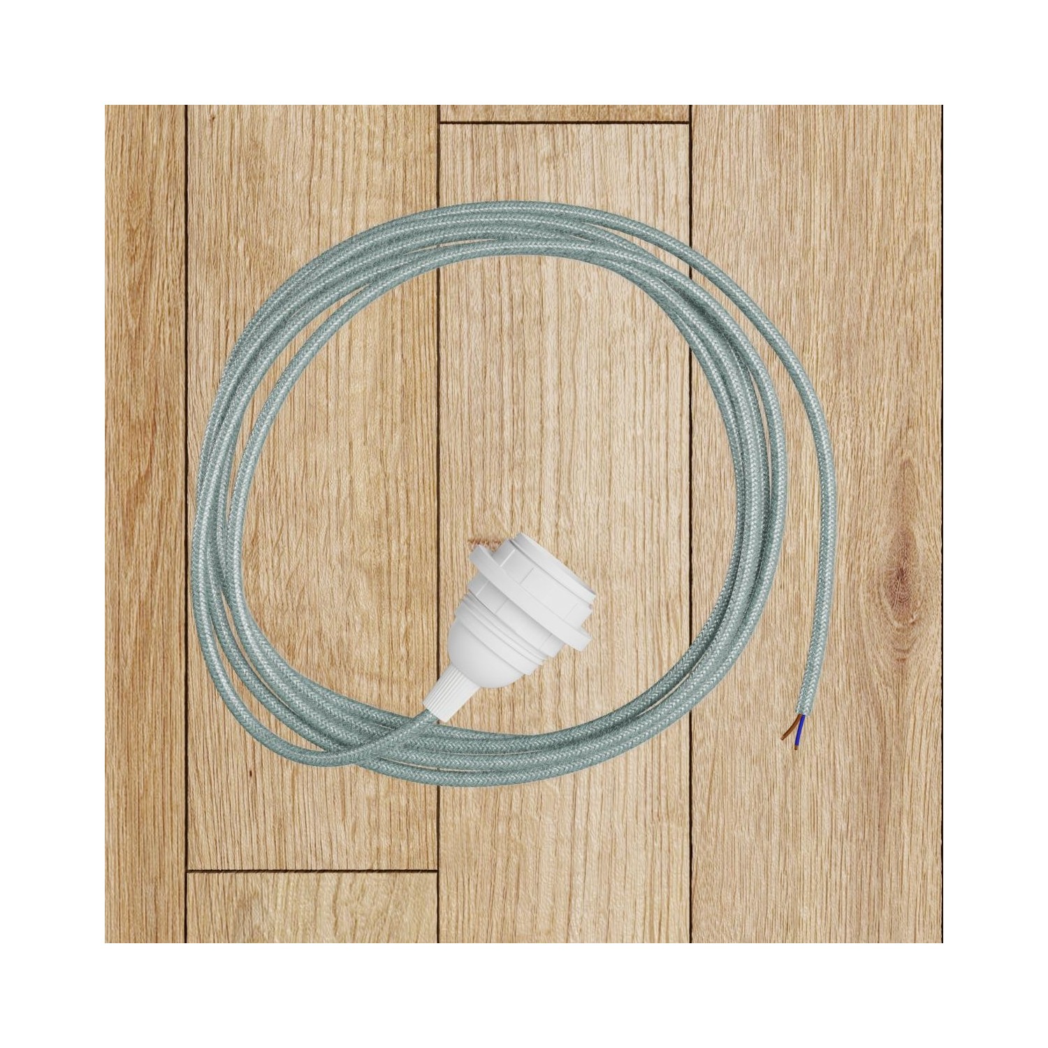 Suspension Made in Italy avec câble textile et double abat-jour Tub-E14