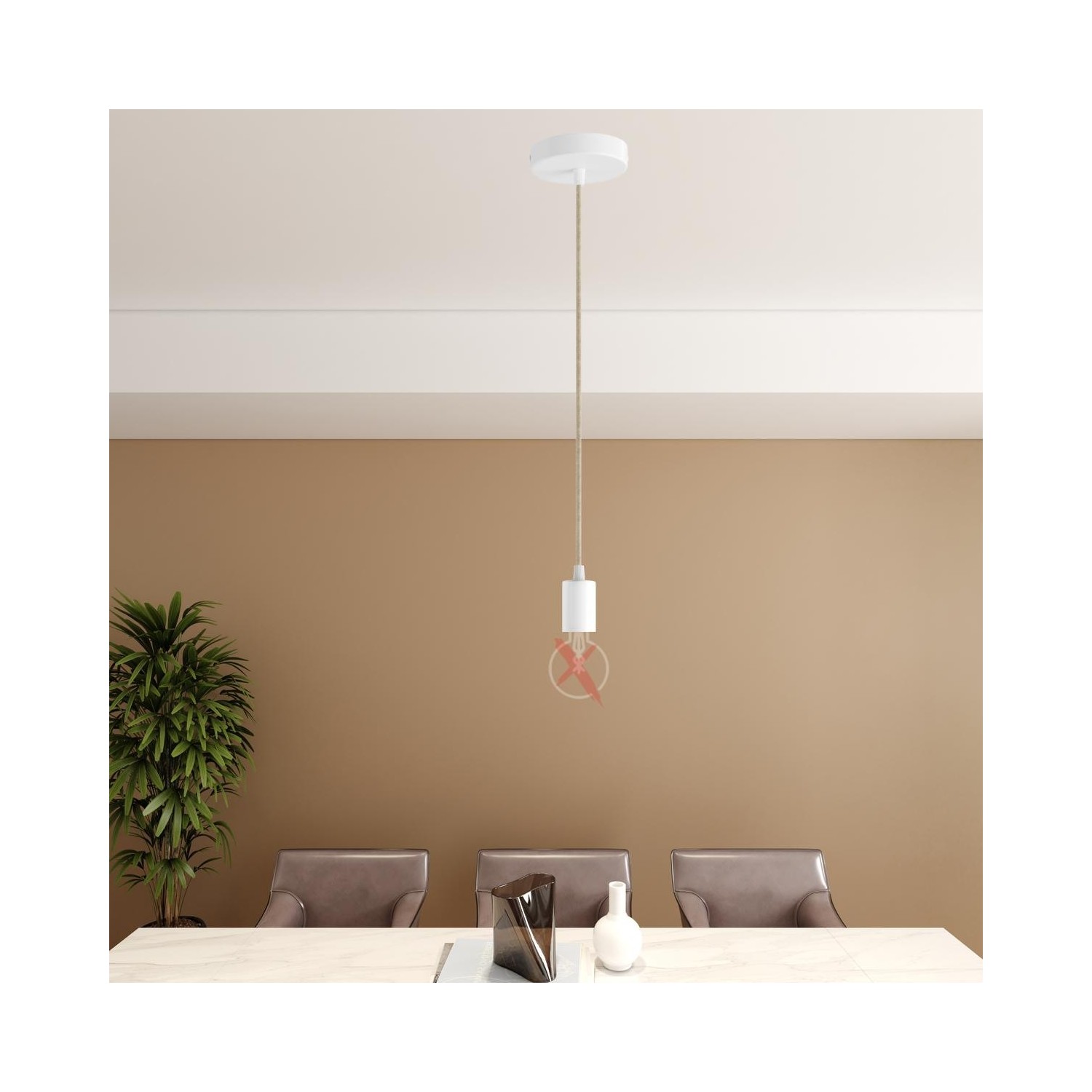 Fermaluce EIVA avec extension courbée, abat-jour Swing et douille IP65 waterproof