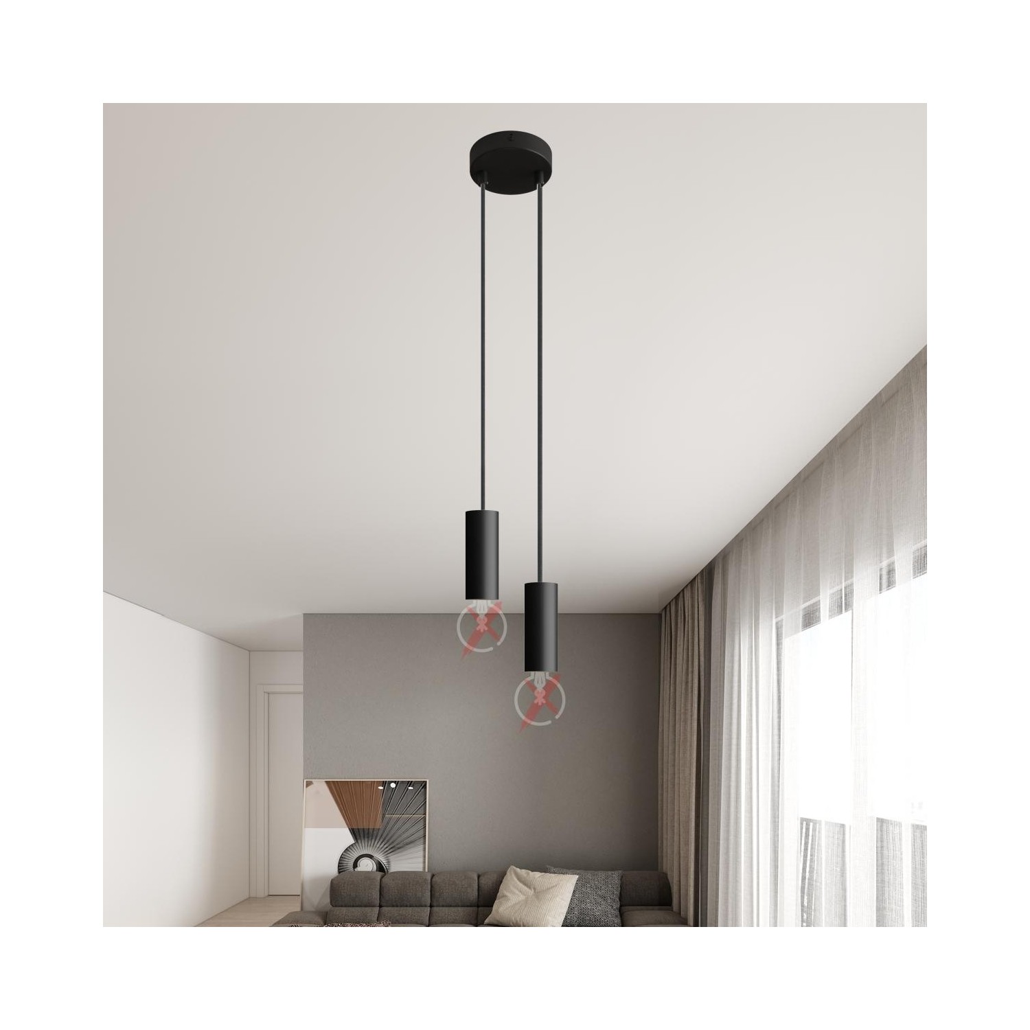 Fermaluce EIVA avec extension courbée, abat-jour Swing et douille IP65 waterproof