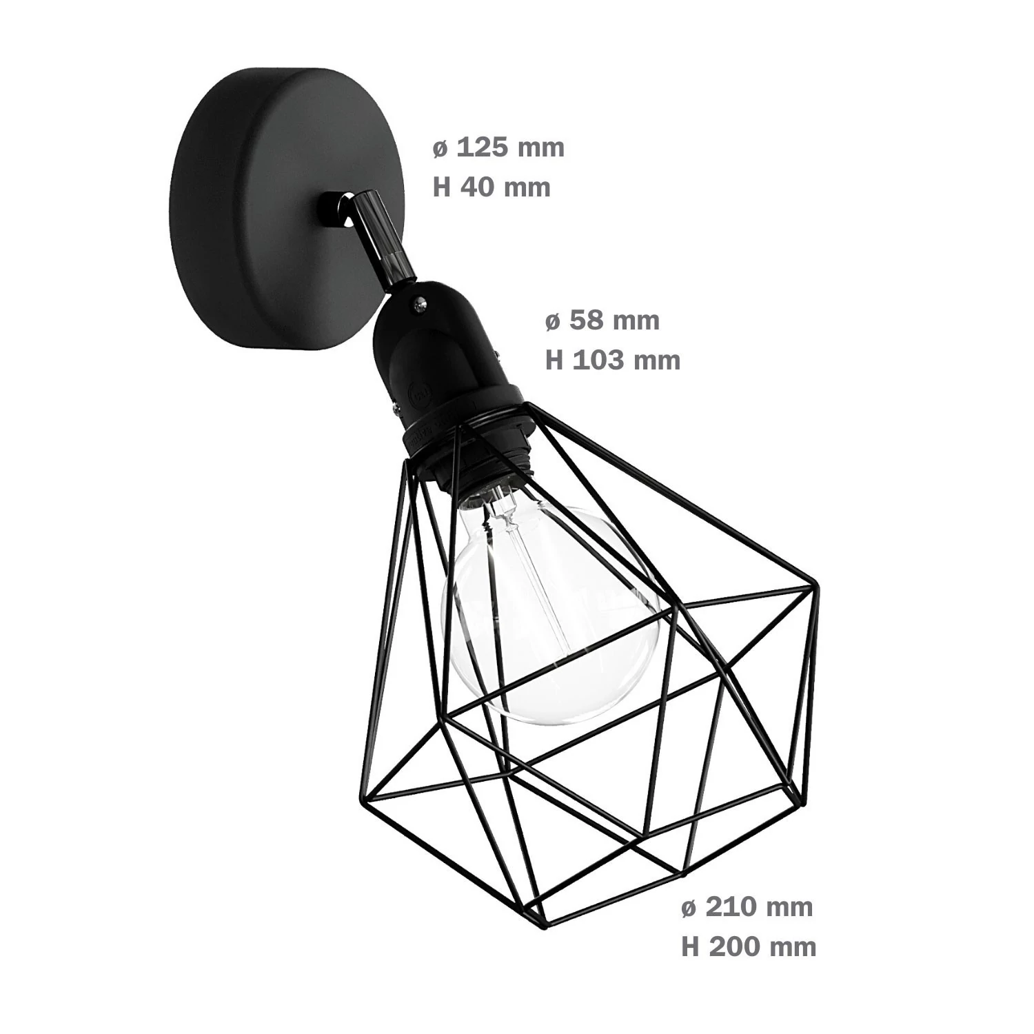 Fermaluce EIVA avec abat-jour Diamond, articulation orientable et douille IP65 waterproof