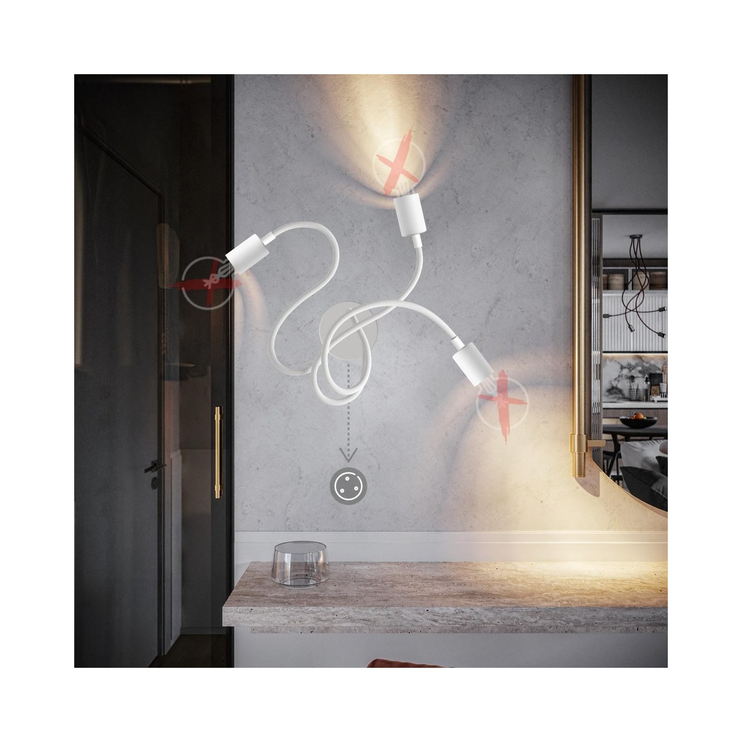 Fermaluce EIVA avec abat-jour Drop, articulation orientable et douille IP65 waterproof