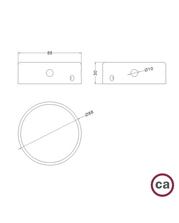 Kit Mini rosace cylindrique en bois avec 4 trous latéraux (boîte de dérivation)