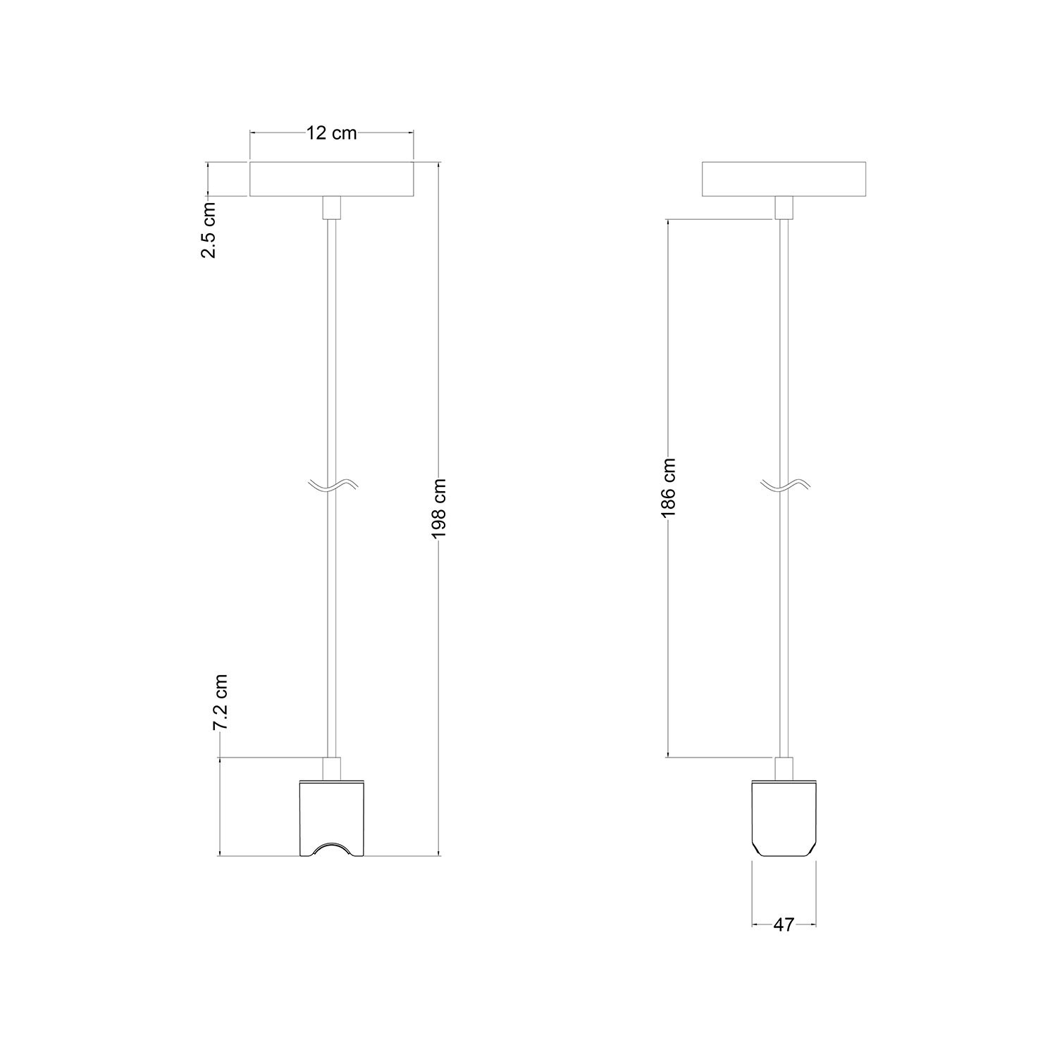 Porte-lampe métallisé E27 pour lampes murales ou de plafond