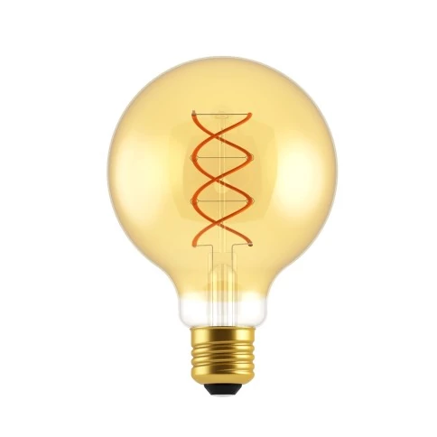 Ampoule Dorée LED Globo G95 Filament Courbe double à spirale 5W 250Lm E27 2000K Dimmable